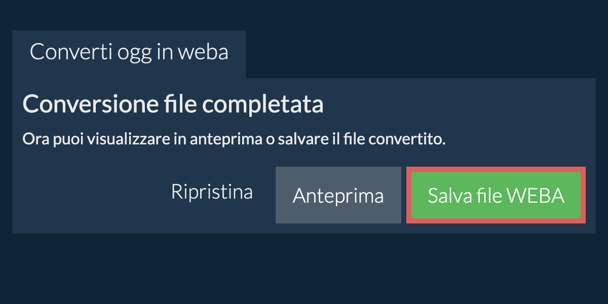 Converti in WEBA