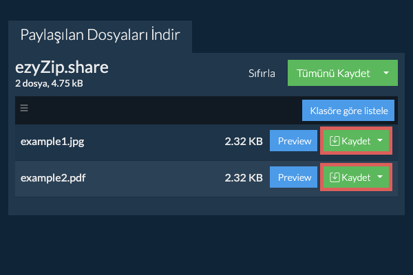 İndirilen dosyalara eriş