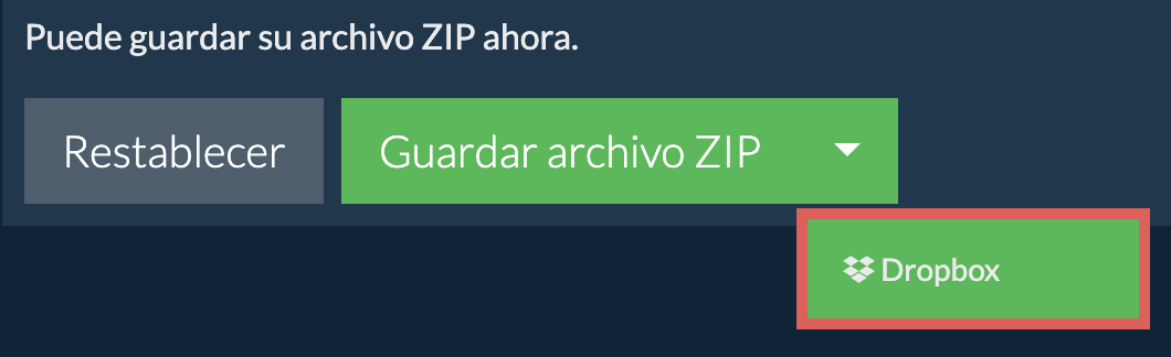 Dropbox: Guardar archivo ZIP