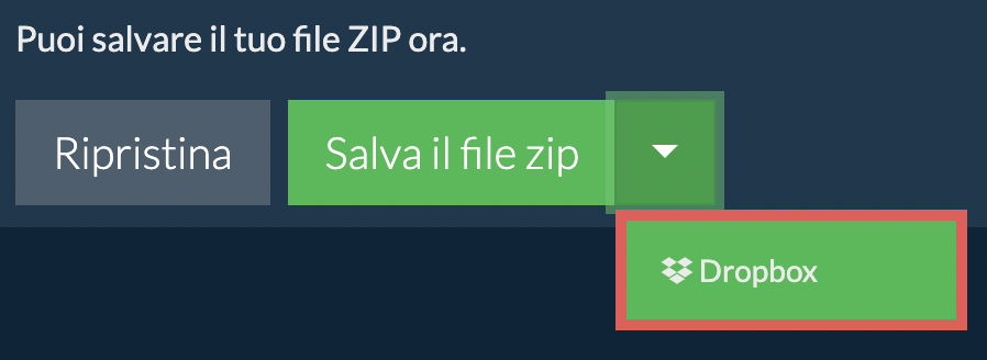 Dropbox: Salva il file zip