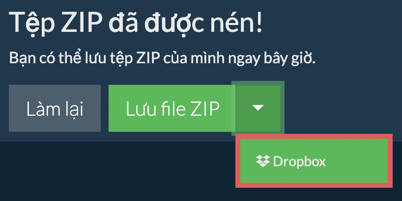 Dropbox: Lưu file ZIP