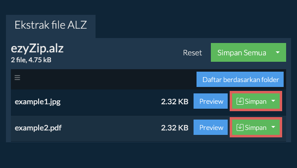Klik di sini untuk menyimpan file ke drive lokal. Beberapa file dapat dipratinjau di browser.