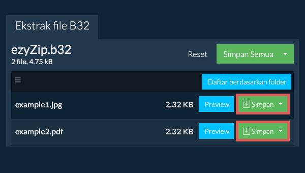 Klik di sini untuk menyimpan file ke drive lokal. Beberapa file dapat dipratinjau di browser.