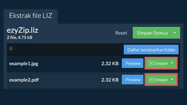 Klik di sini untuk menyimpan file ke drive lokal. Beberapa file dapat dipratinjau di browser.