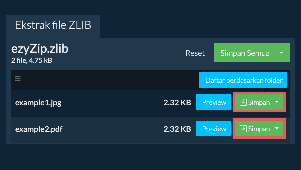 Klik di sini untuk menyimpan file ke drive lokal. Beberapa file dapat dipratinjau di browser.