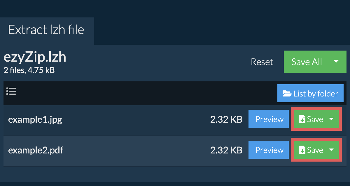 How To Open LZH Files Using EzyZip: Step 4