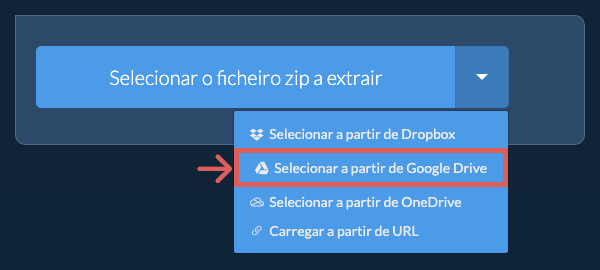 Selecionar a partir de Google Drive