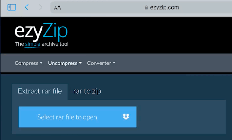 Navigate to RAR extraction page