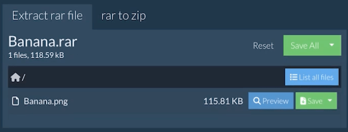 Save or Preview extracted files