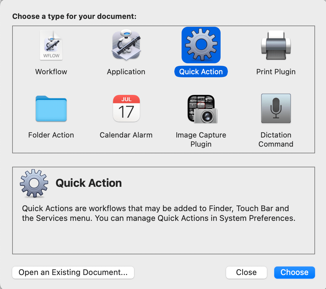 Create new Quick Action