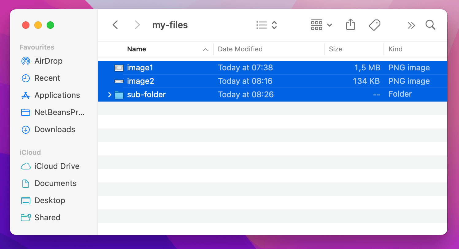Select files to add to RAR archive