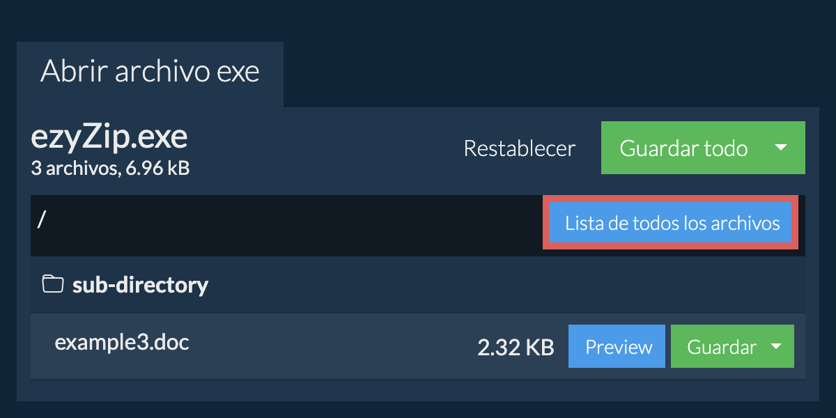 Lista de todos los archivos dentro del archivo exe