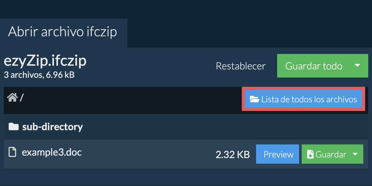 Lista de todos los archivos dentro del archivo ifczip