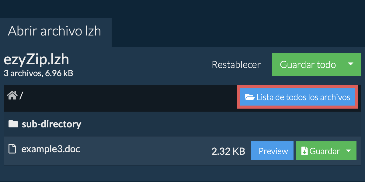 Lista de todos los archivos dentro del archivo lzh