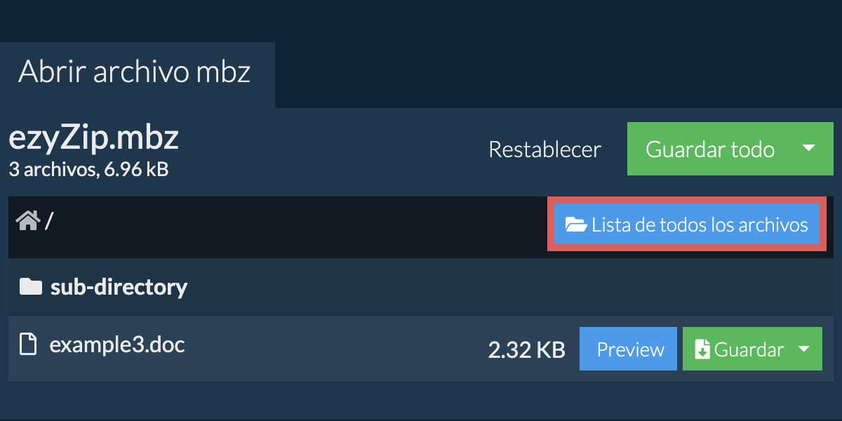 Lista de todos los archivos dentro del archivo mbz