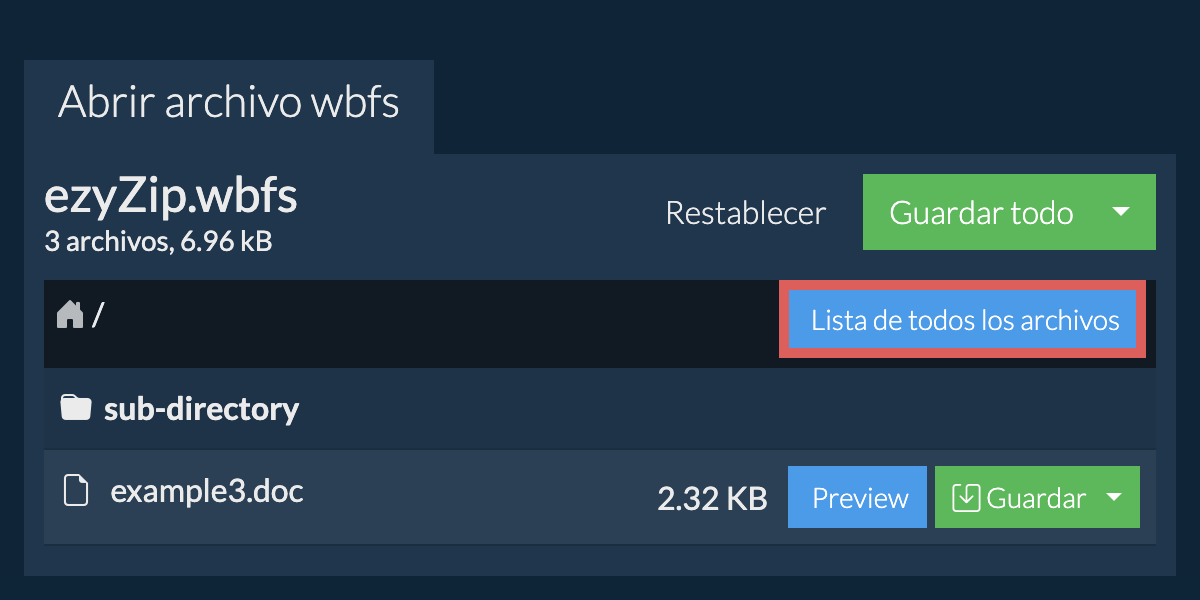 Lista de todos los archivos dentro del archivo wbfs