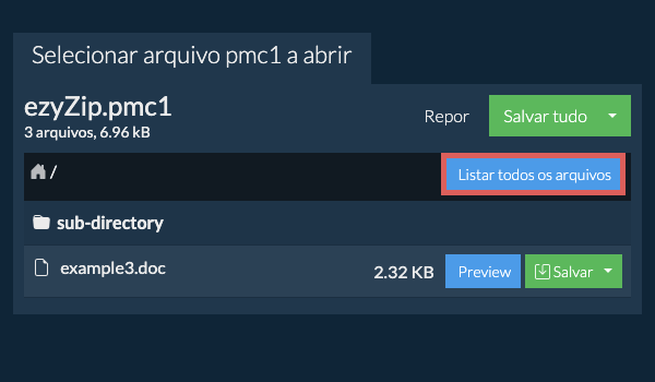 Lista de todos os arquivos dentro do arquivo pmc1
