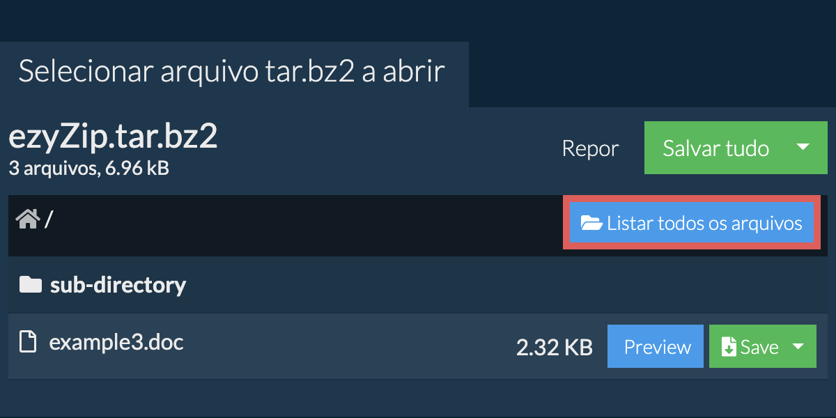 Lista de todos os arquivos dentro do arquivo tar.bz2