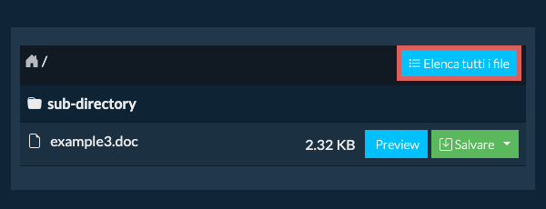 Elenco di tutti i file allinterno del file {0}