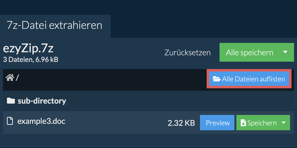 List of all files inside 7z file