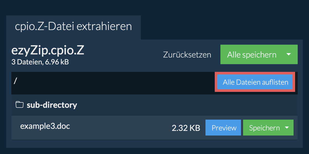 List of all files inside cpio.Z file