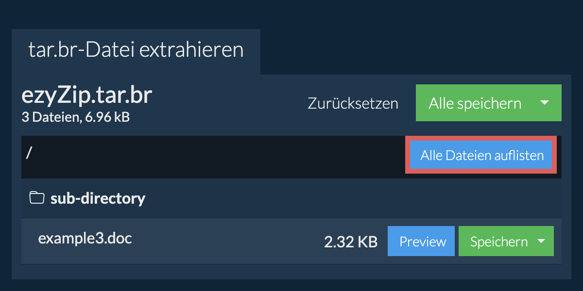 List of all files inside tar.br file
