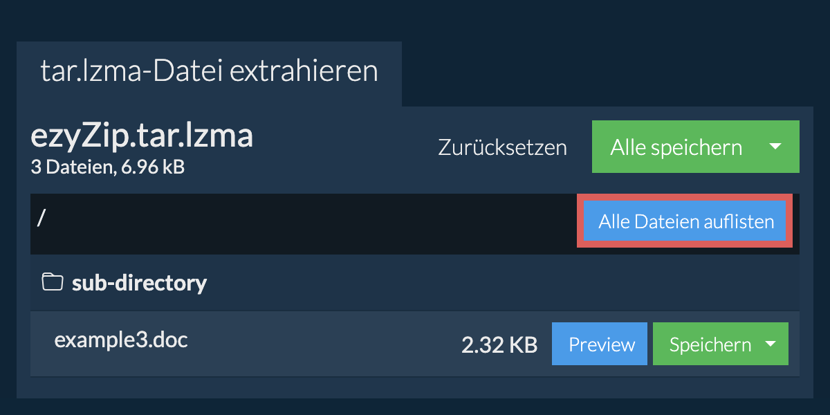 List of all files inside tar.lzma file