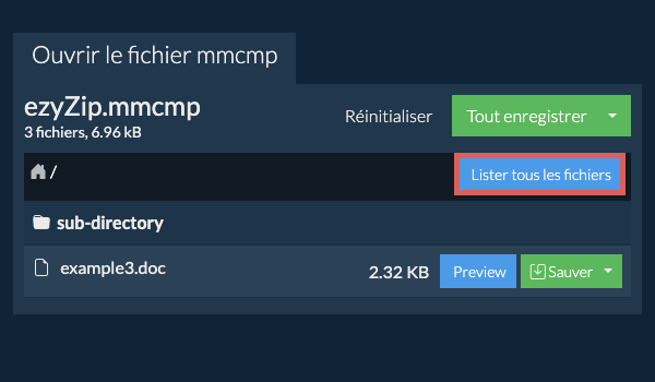Liste de tous les fichiers dans le fichier mmcmp
