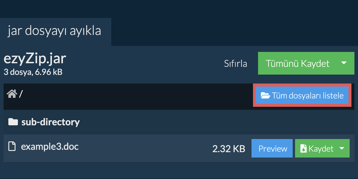 List of all files inside jar file