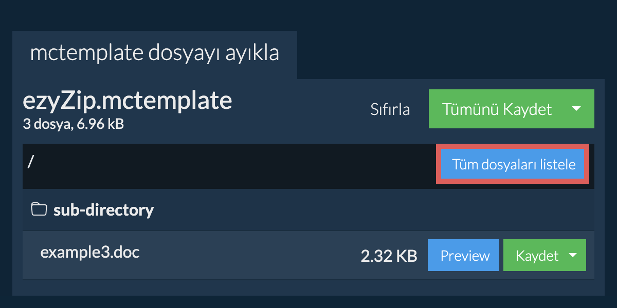 List of all files inside mctemplate file
