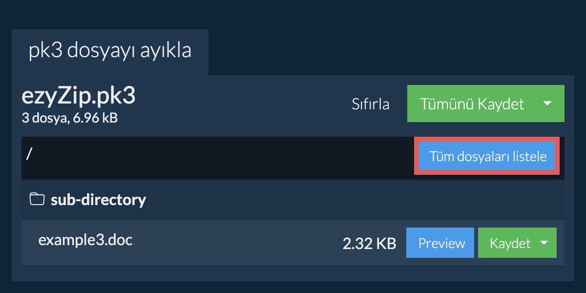 List of all files inside pk3 file