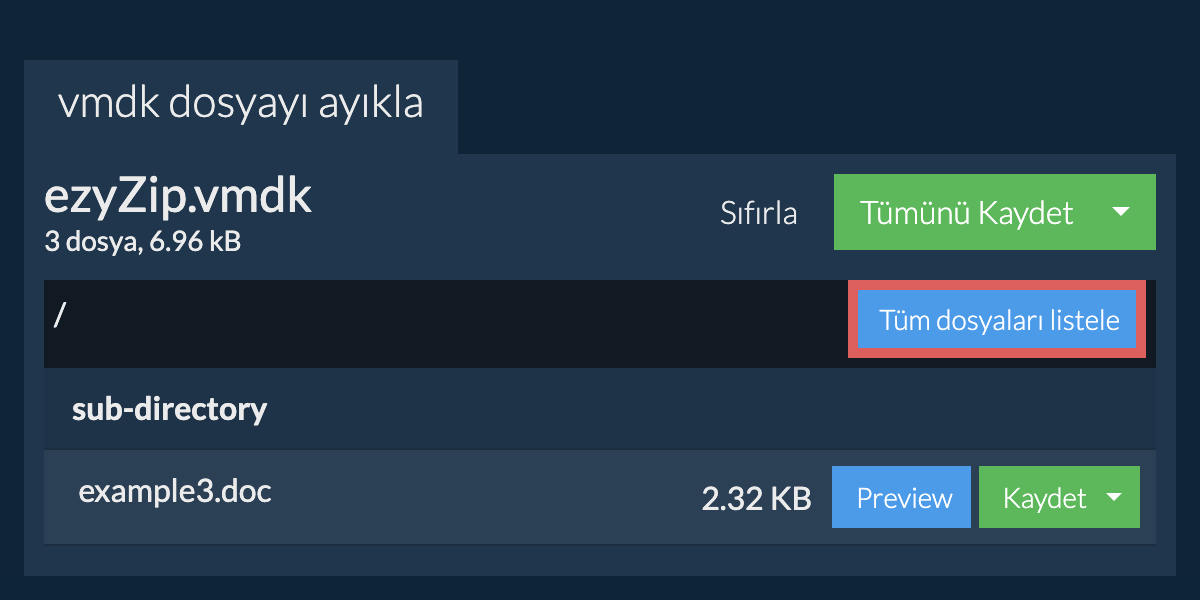 List of all files inside vmdk file
