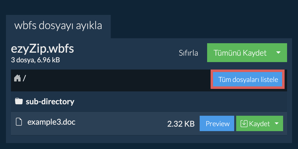 List of all files inside wbfs file