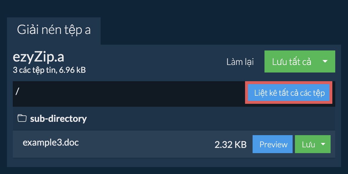 List of all files inside a file