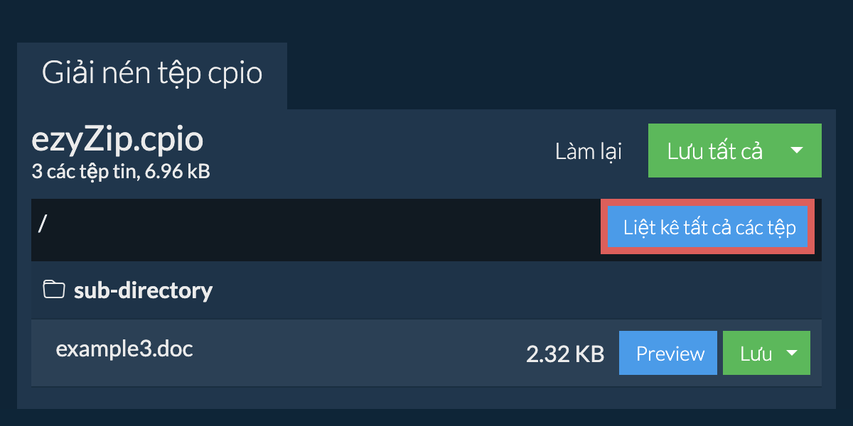 List of all files inside cpio file
