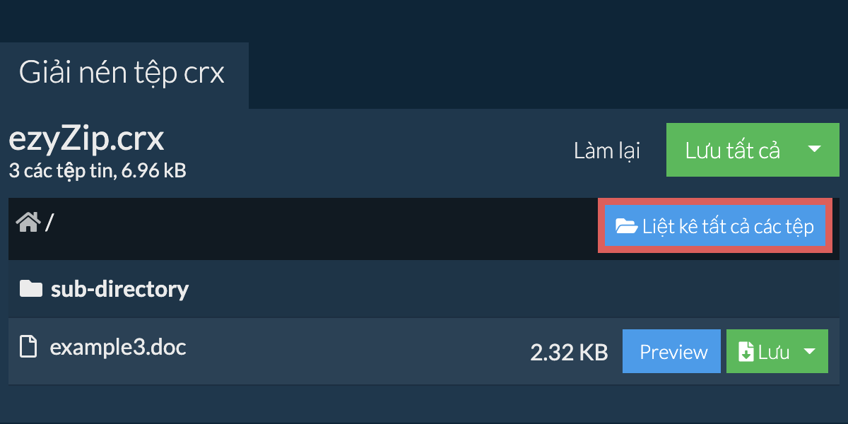 List of all files inside crx file