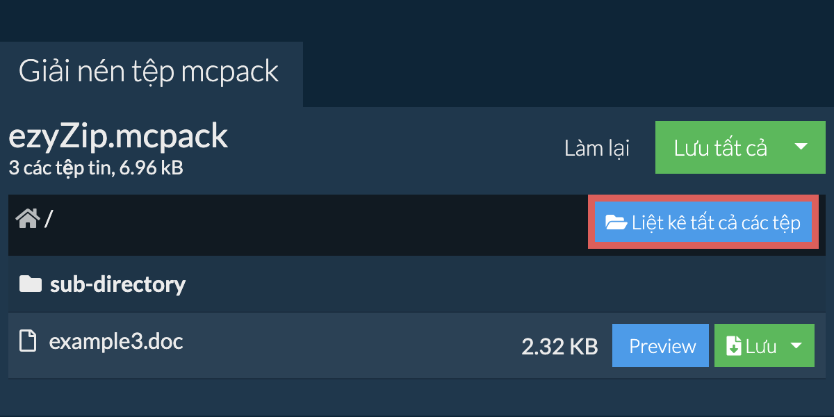 List of all files inside mcpack file