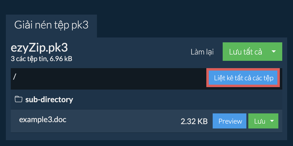 List of all files inside pk3 file
