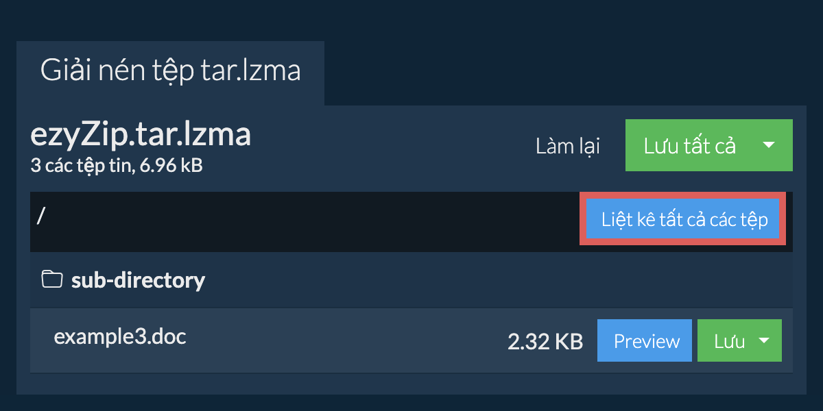List of all files inside tar.lzma file