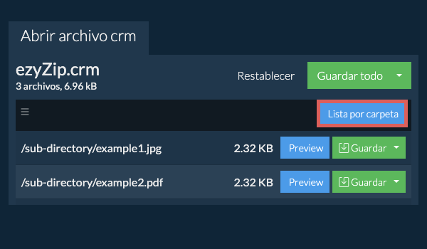 crm: Lista por carpeta