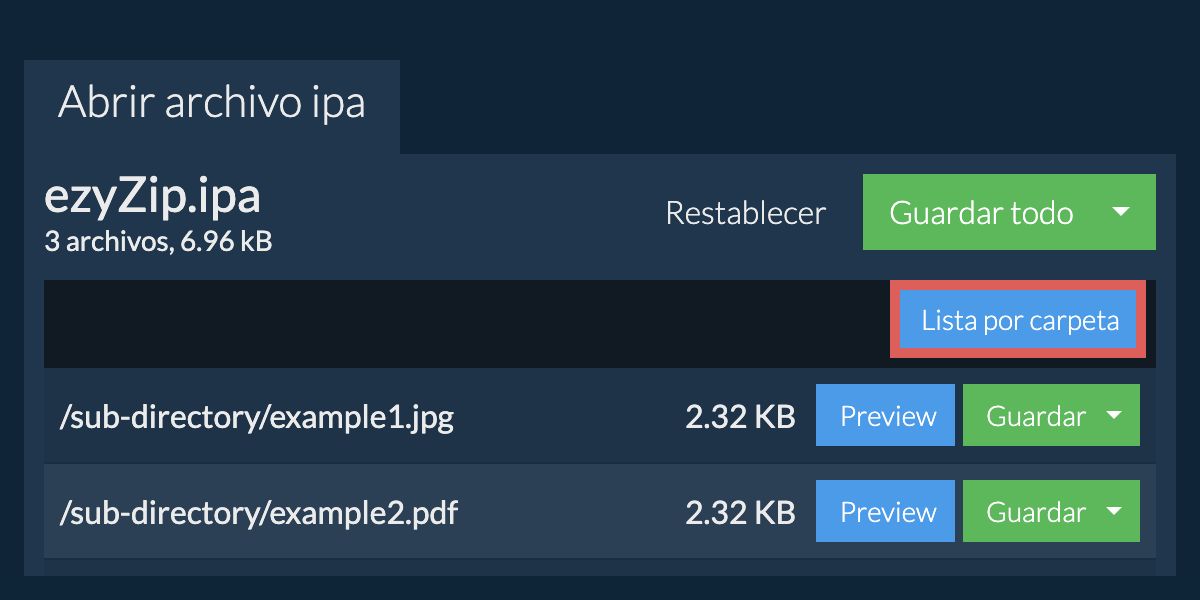 ipa: Lista por carpeta