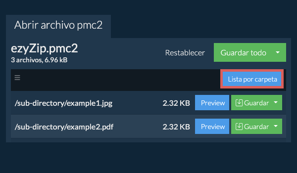 pmc2: Lista por carpeta