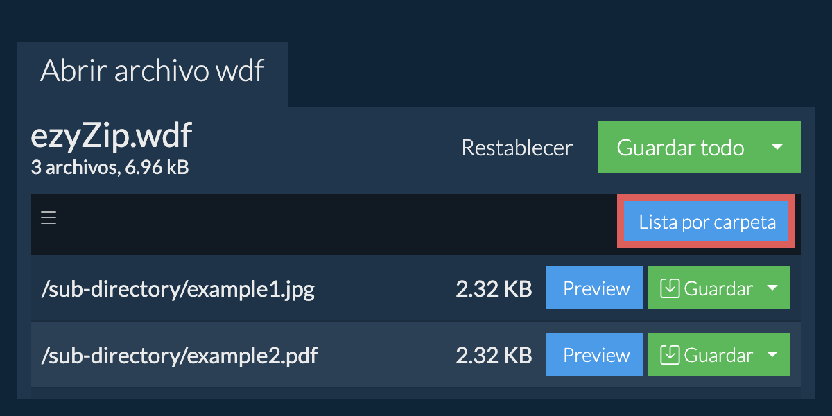 wdf: Lista por carpeta