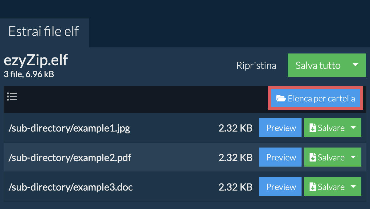 elf: Elenca per cartella