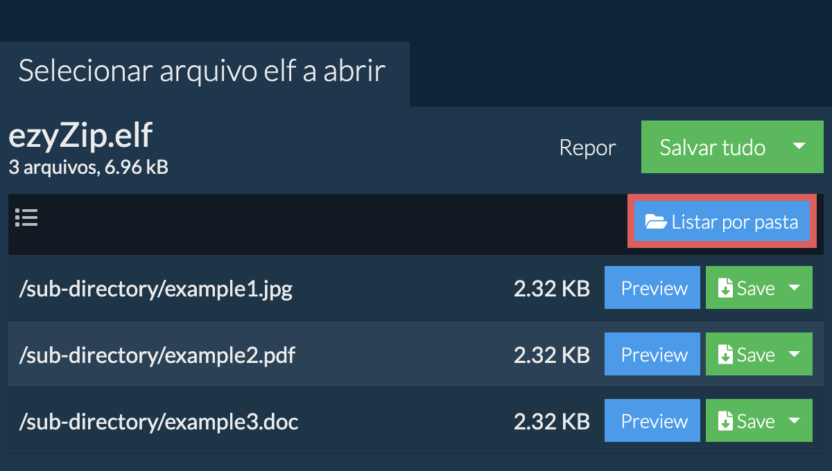 elf: Listar por pasta