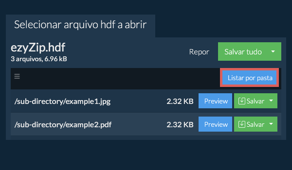 hdf: Listar por pasta