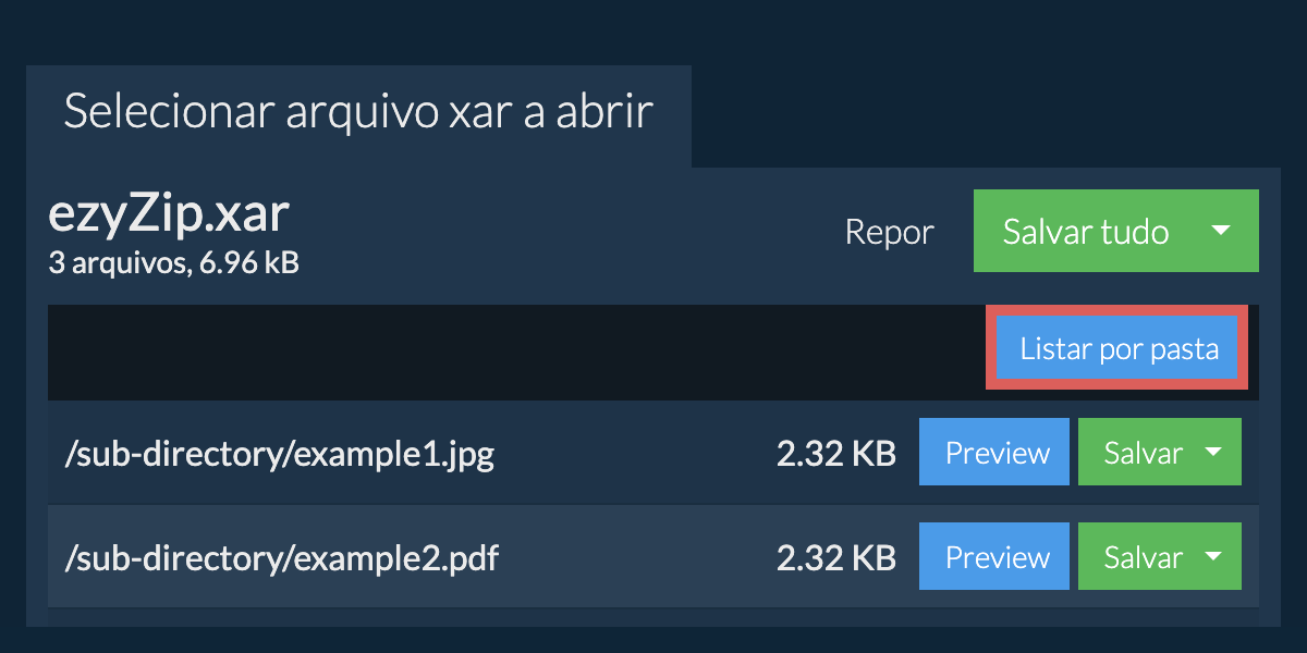 xar: Listar por pasta