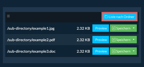 cpio: Liste nach Ordner