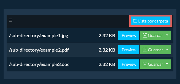 egg: Lista por carpeta