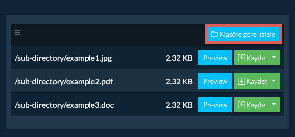 iso: Klasöre göre listele
